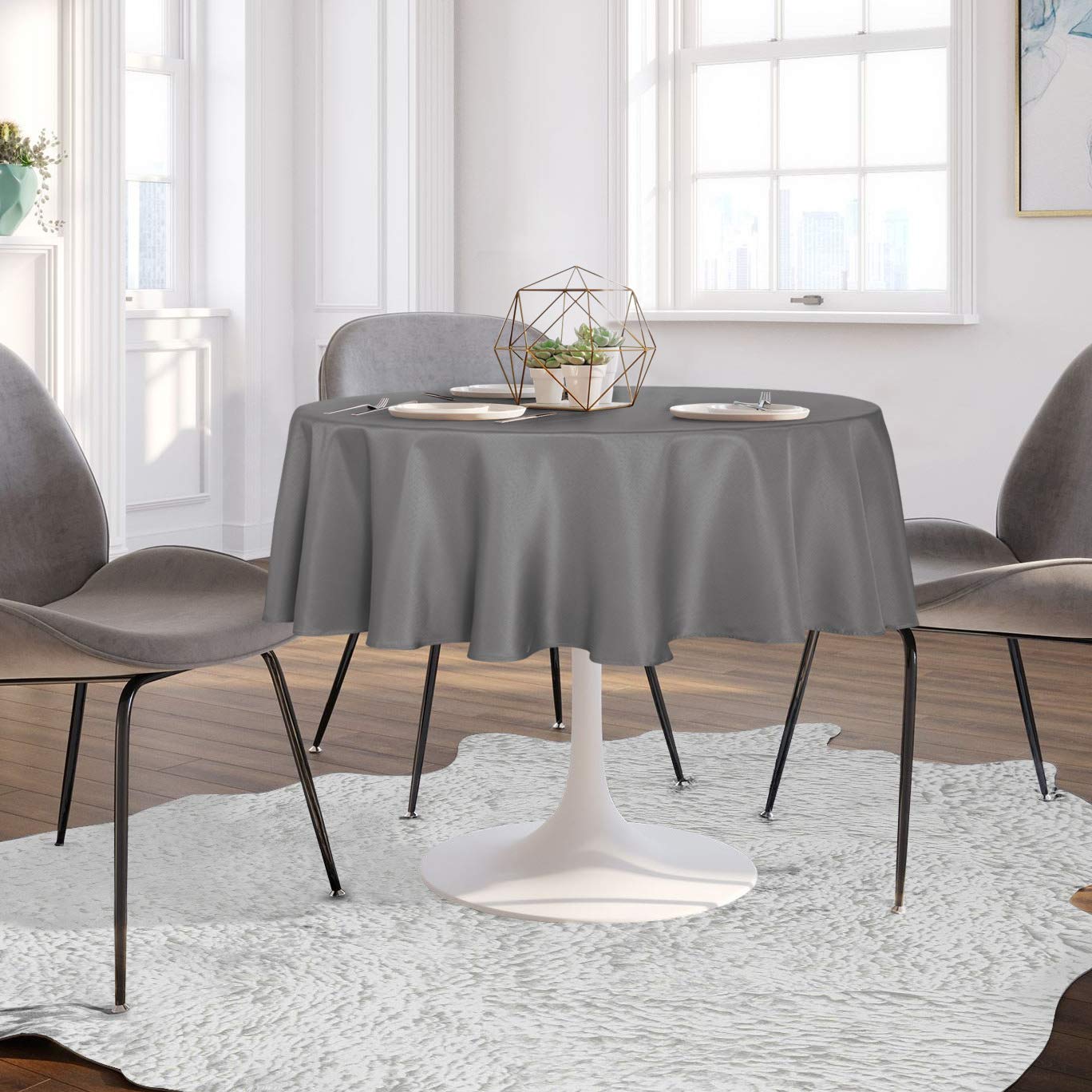 Sancua Mantel Redondo De 60 Pulgadas, Resistente Al Agua, A Prueba De Derrames, Lavable, De Poliéster, Mantel Decorativo Para Mesas De Comedor, Fiestas De Bufé Y Campamento, Color Beige