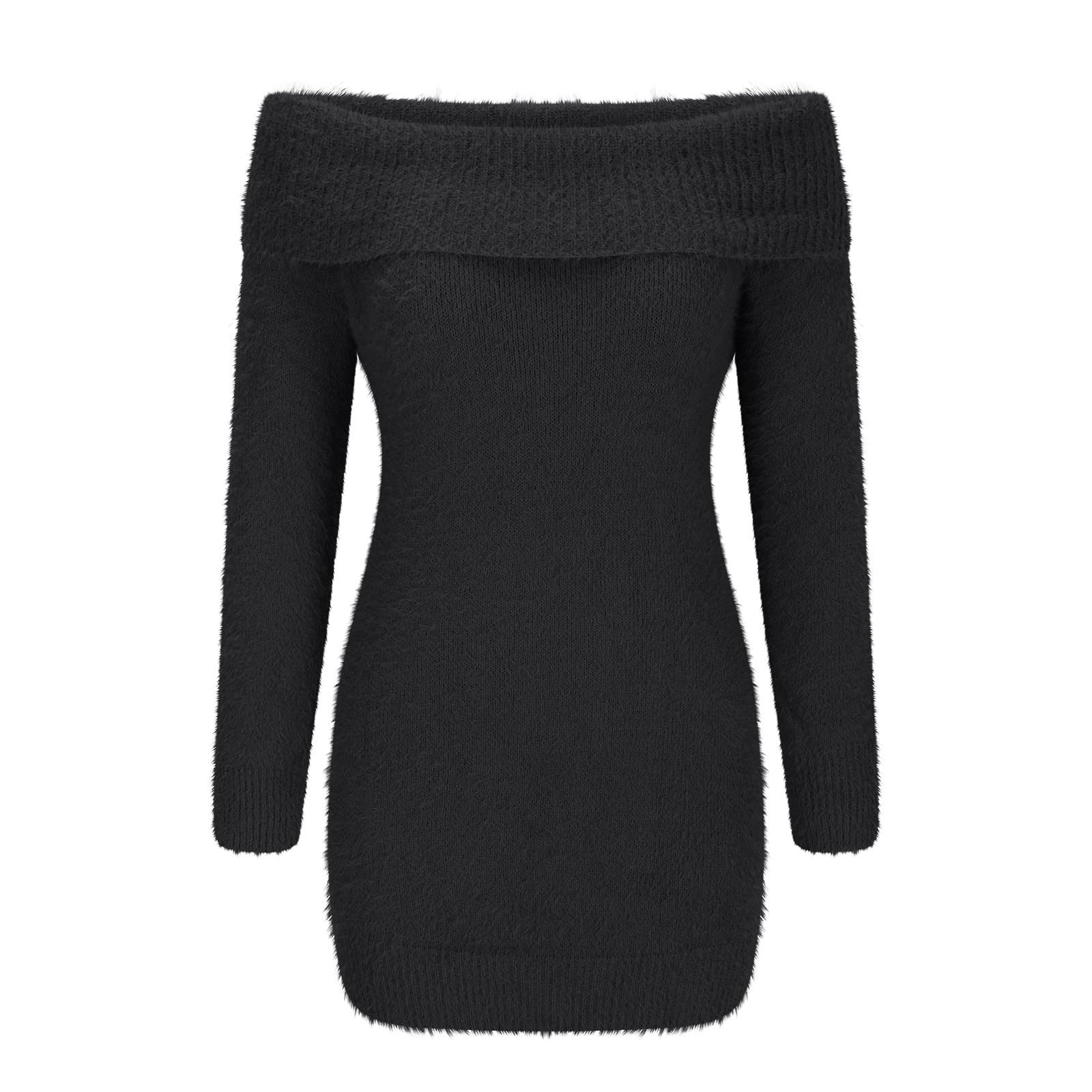 Damenkleid langärmelig lässig Schwarz L Herbst Winter