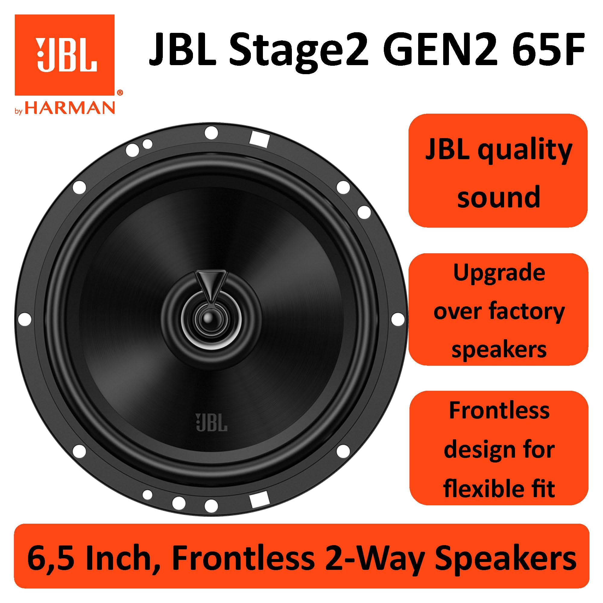 JBL Stage2 65F 480W 2 Way Coaxial Car Speaker, 6.5-Inch size JBL Stage2 65F 480W 2 Way Coaxial Car Speaker, 6.5-Inch size