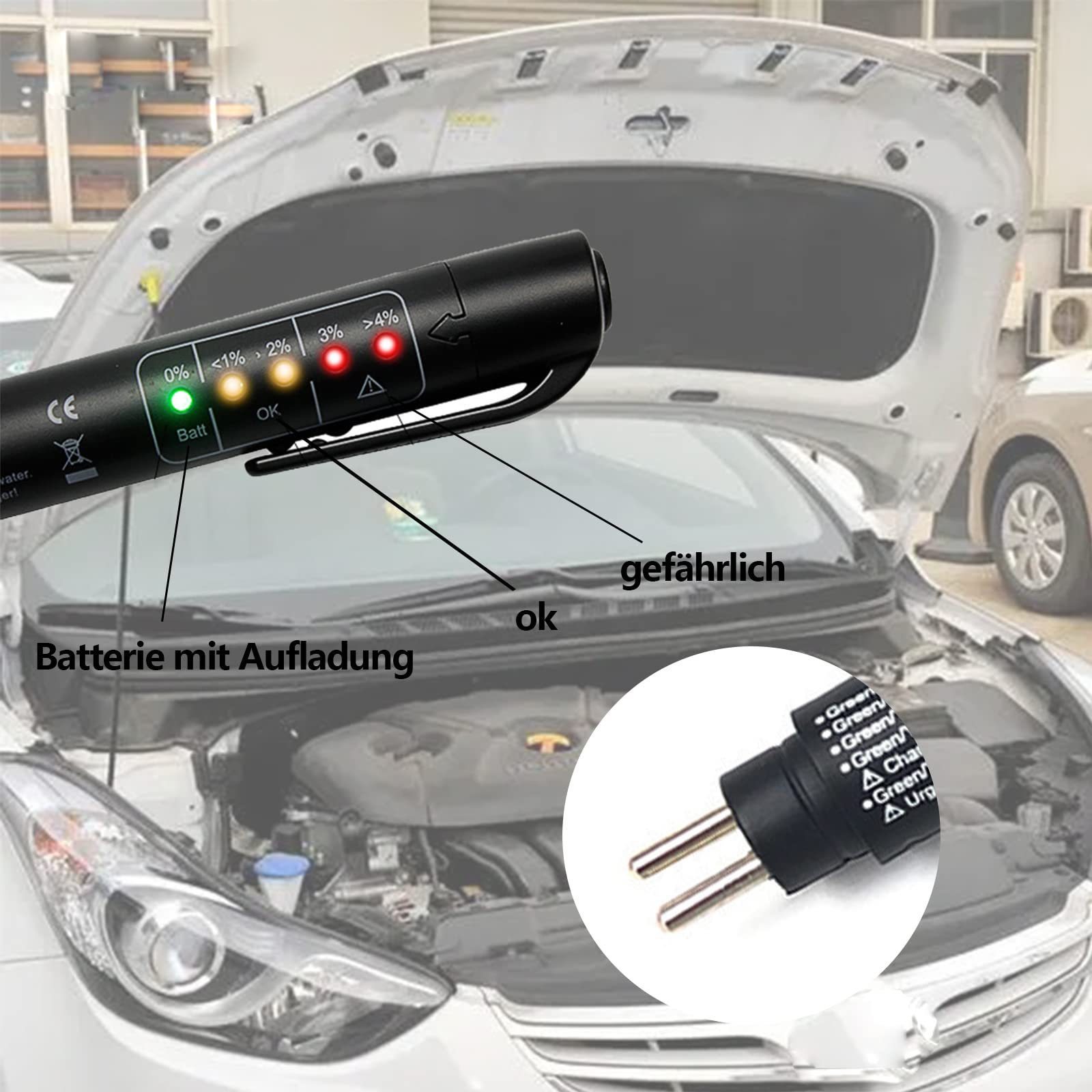 GERUI Tester del liquido dei freni universale per auto DOT3 DOT4 DOT5 portatile con 5 indicatori LED