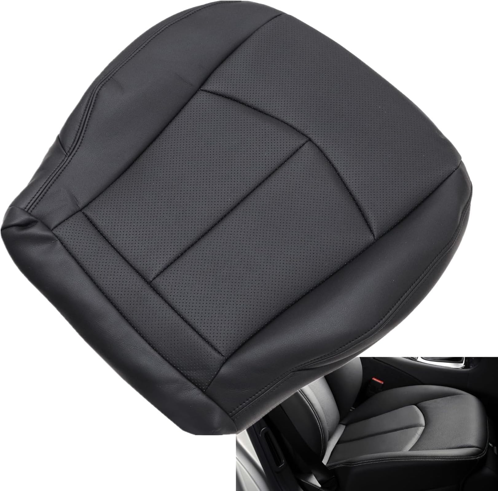 Black Vinyl Driver Bottom Seat Cover For 2008-2014 Mercedes C250 C300 C350 - Direct Replacement