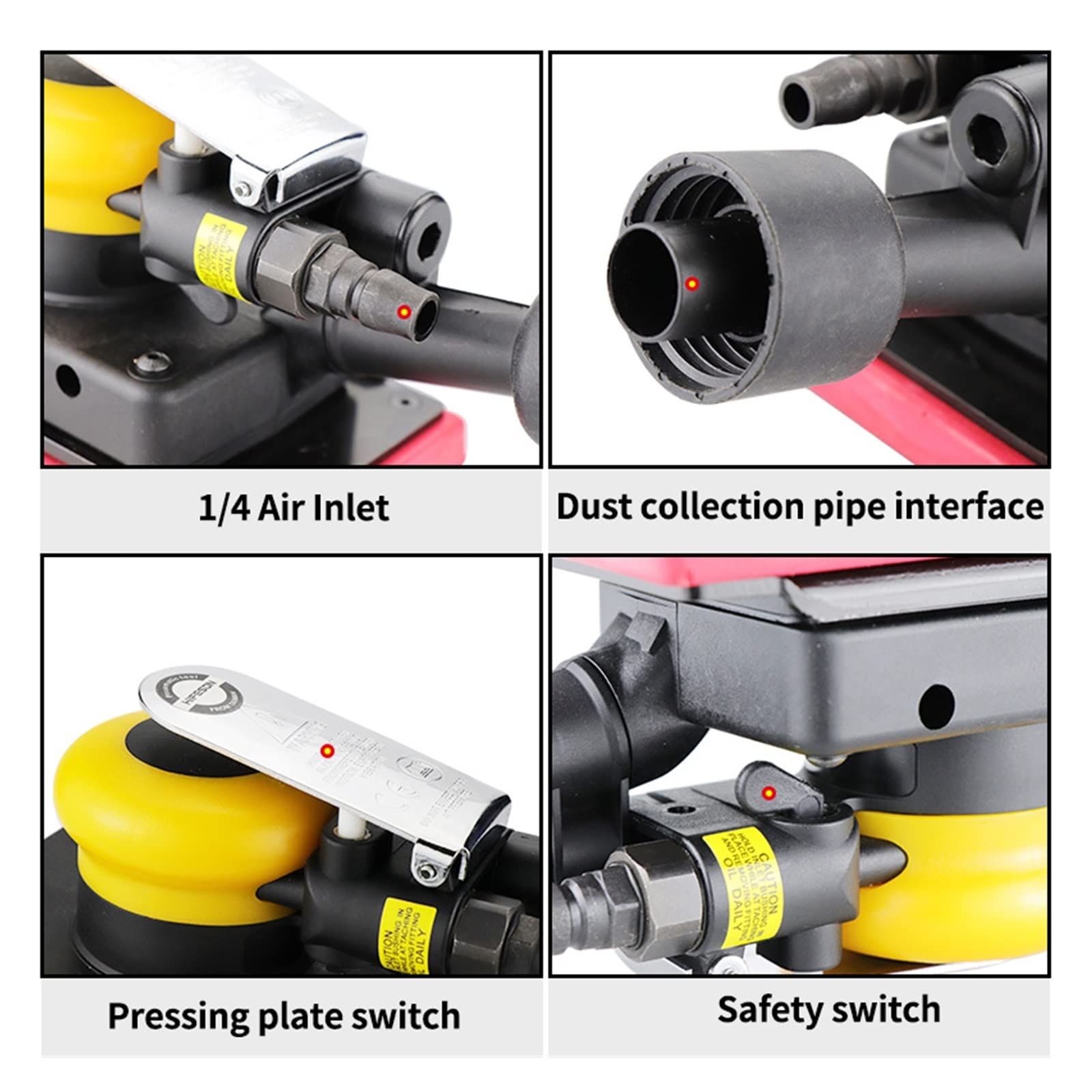 Handheld Metal Burnishing Machine Pneumatic Orbital Sander Air Grinder 88A/98A Vacuum Eccentric Polishing/Grinding Tools ,Wysoka wydajność(70x198MM)