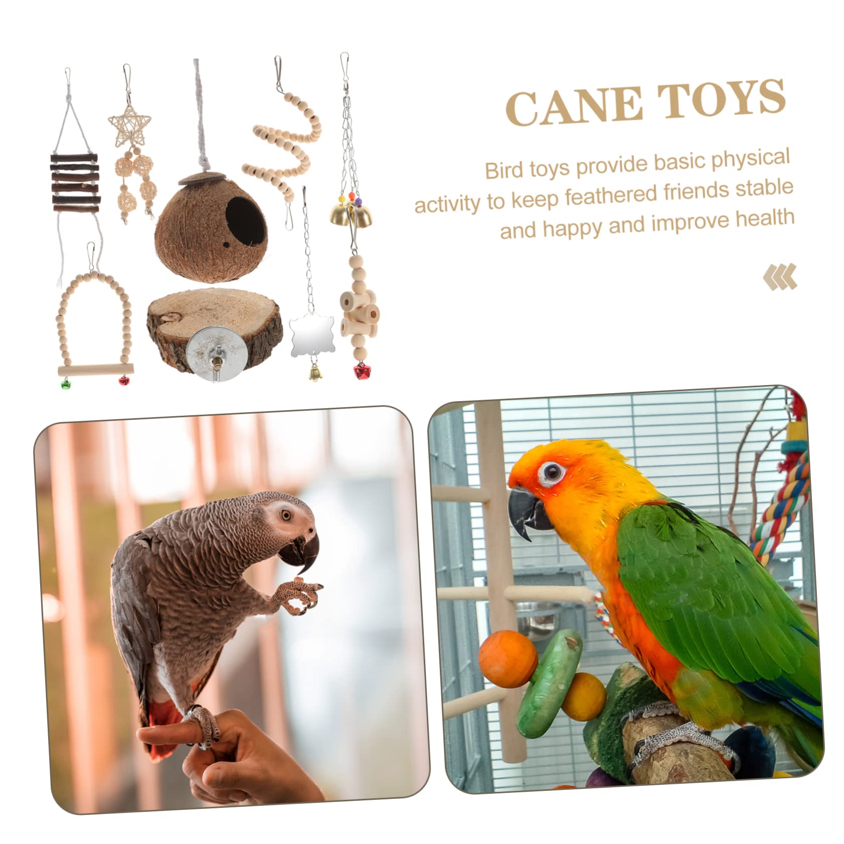 TOYANDONA 9pièces Jouets pour Oiseaux Jouets Élastiques pour Perroquets Cachette Noix De pour Cages à Oiseaux pour Perruches Et Calopsittes