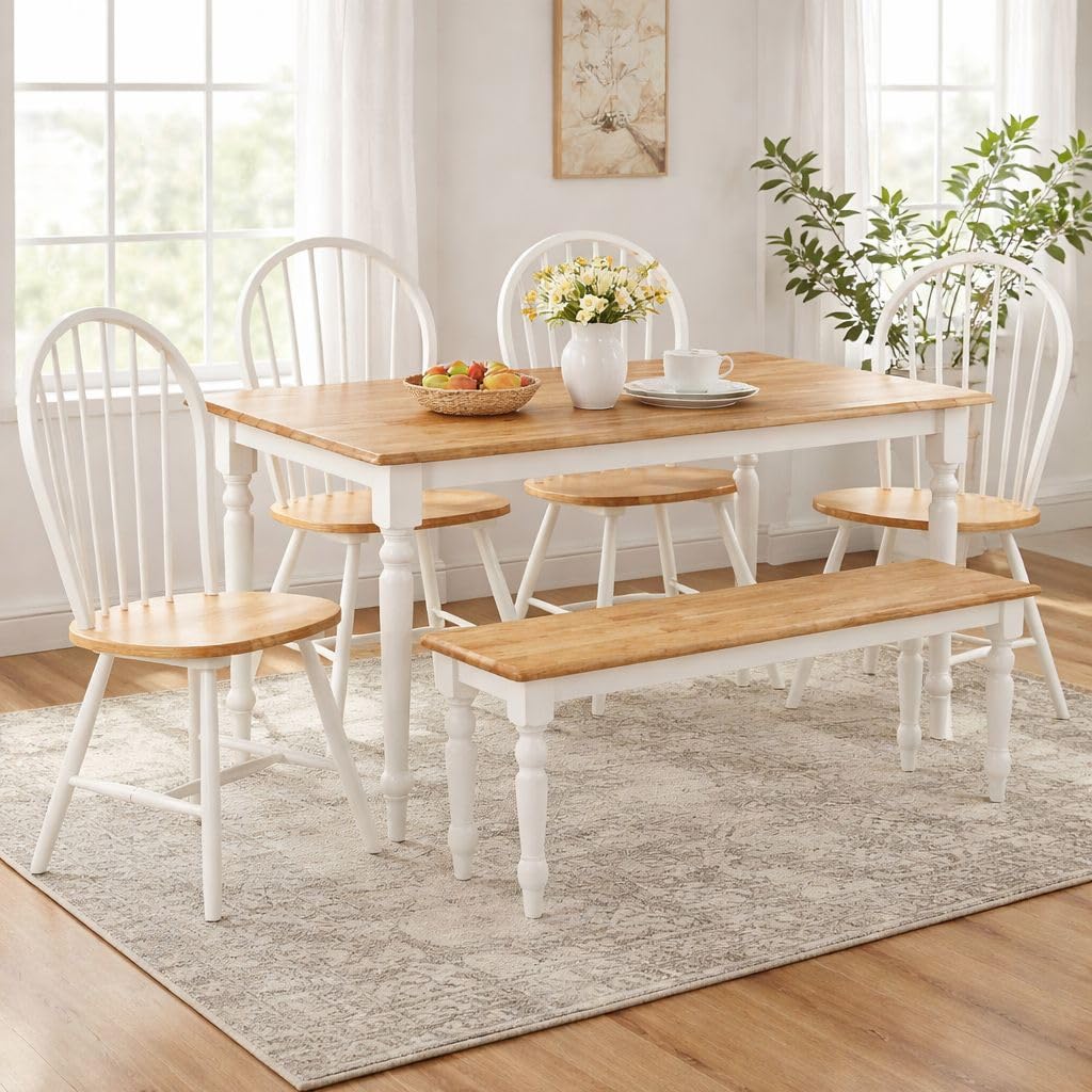 Boraam Windsor Farmhouse Dining Bench - Cream/Natural