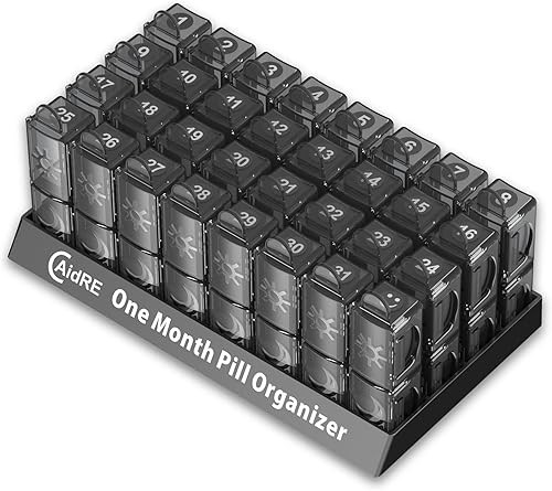 Miniatura 2 de CAidRE Organizador mensual de pastillas 2 veces al día, organizador mensual de pastillas AMPM, organizador de pastillas de un mes con 32