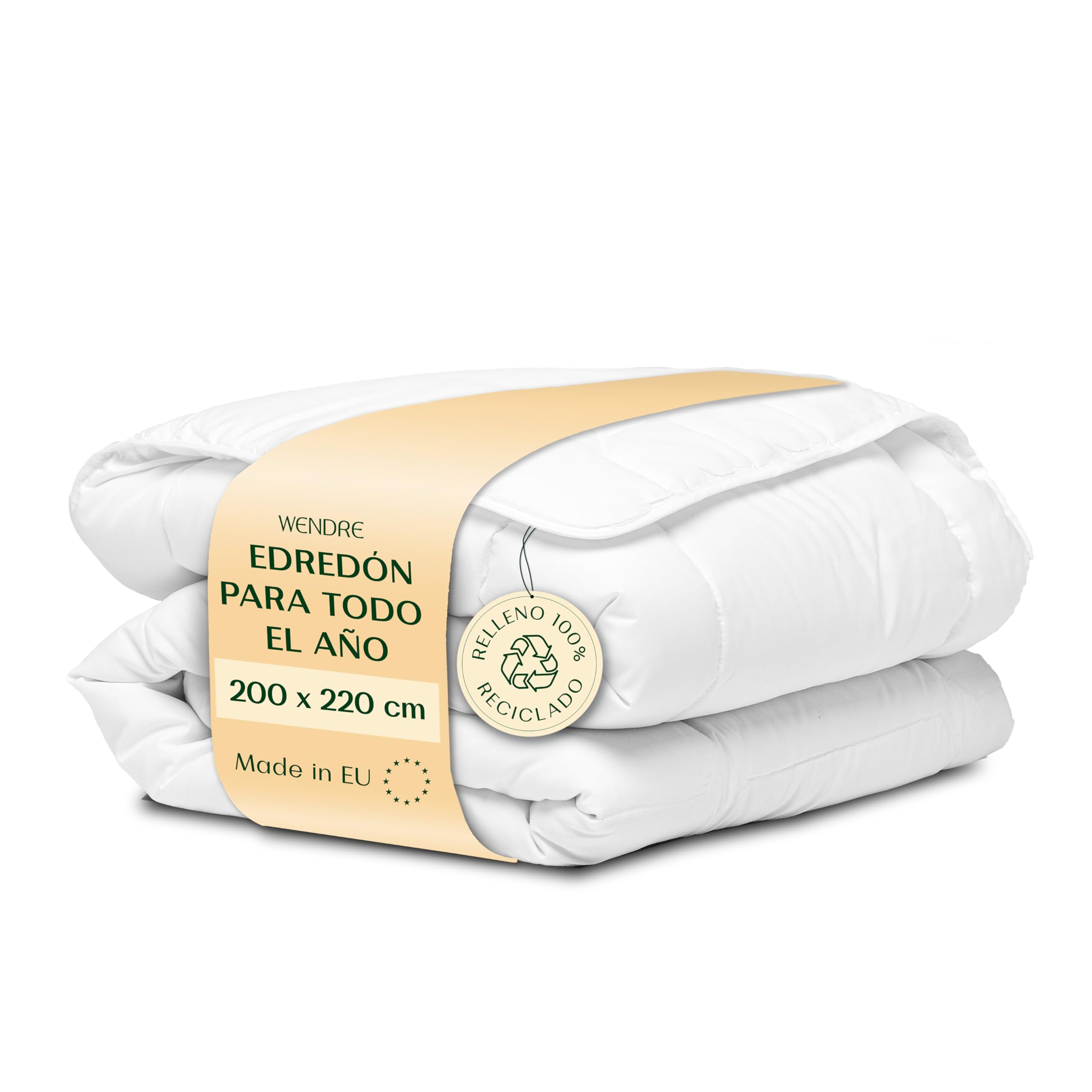 Wendre Edredón Nórdico Entretiempo 200x220 cm – 300 g/m² Transpirable y Ligero – Microfibra Hipoalergénica, Certificado Oeko-Tex, Fabricado en Europa