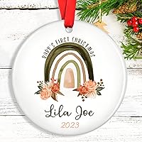 Vista 7 de Adorno de camión volquete de Navidad para niños, tractor personalizado, recuerdo de construcción personalizado para bebés recién nacidos, regalos