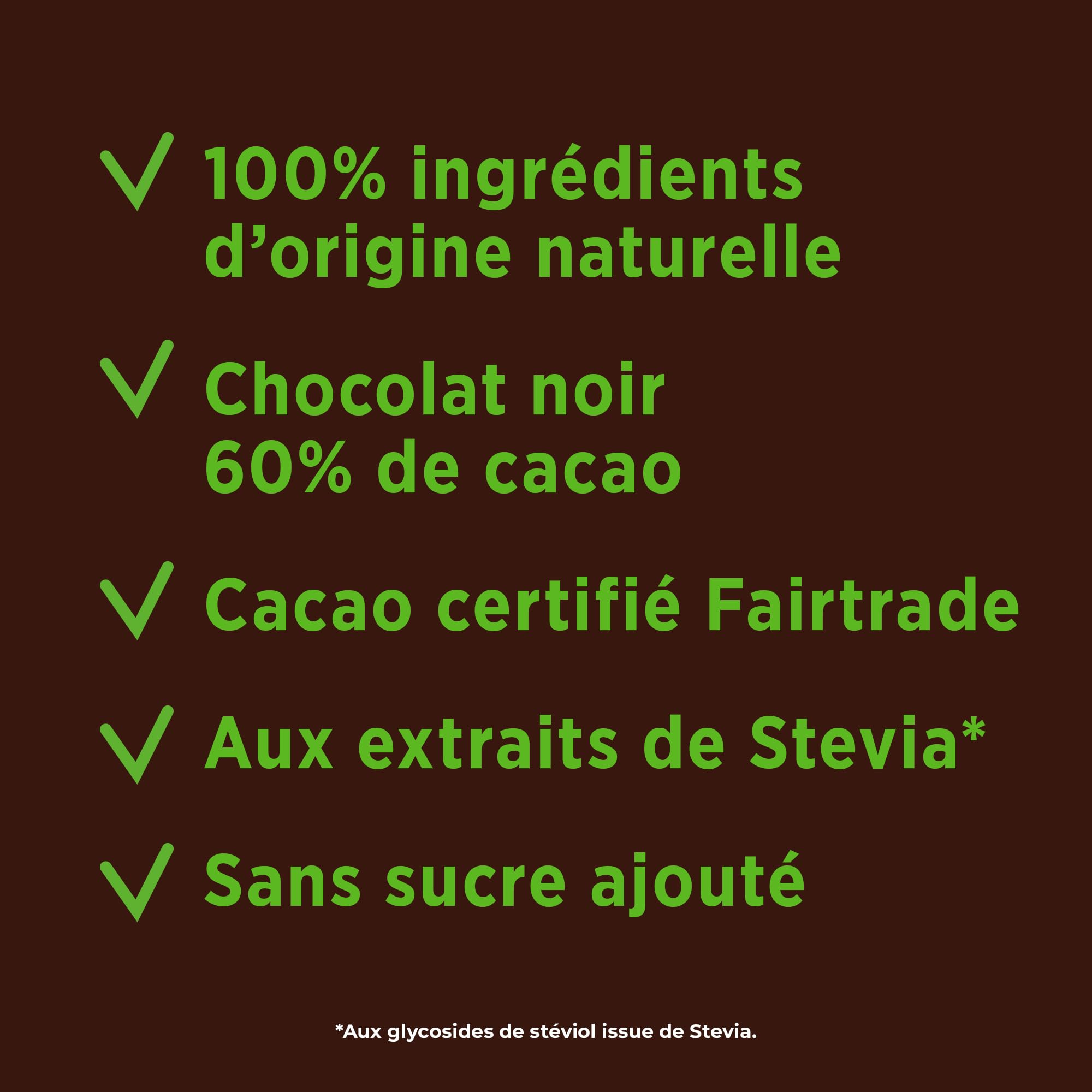 Pure Via Tablette Chocolat Noir Saveur Menthe à la Stevia, Sans sucre ajouté, Équitable 100g