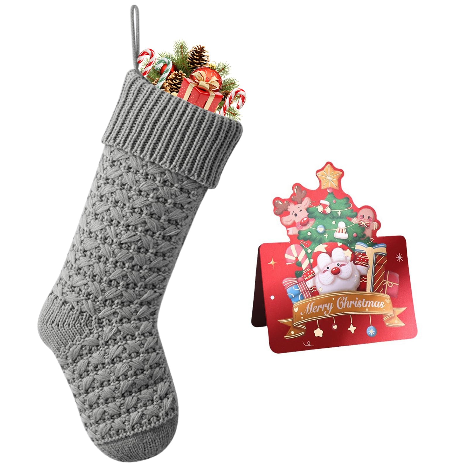 Chaussettes de Noël meioro en maille grise pour ambiance chaleureuse