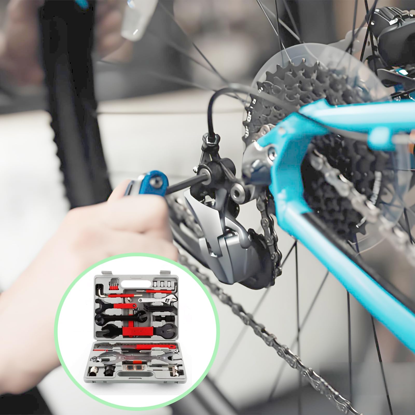 AOPANDA Fahrrad-Werkzeug-Set mit Aufbewahrungskoffer – 48-teiliges Fahrrad-Reparaturwerkzeug-Set, tragbare Werkzeugbox – Fahrradwartungswerkzeuge für Rennräder und Mountainbikes