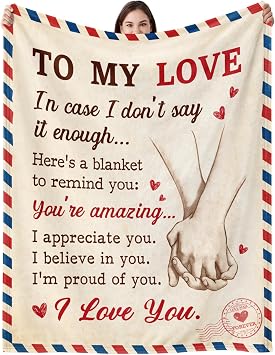 Gifts for Girlfriend, Romantic I Love You Blanket, Anniversary Birthday Gifts for Girlfriend Wife Boyfriend Husband, Valentines Day Ideas
