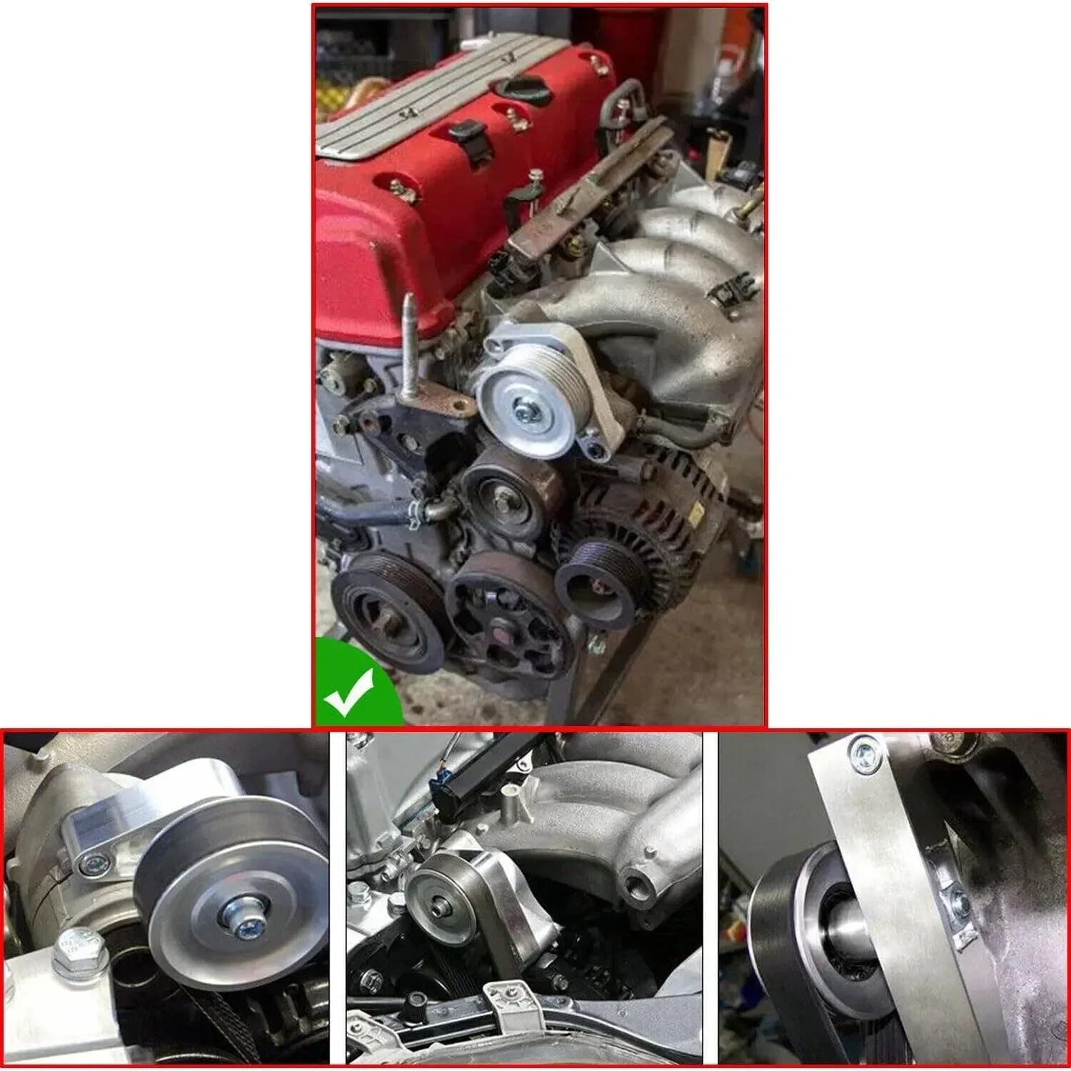 Tensor De Correa Kit De Polea Tensora De Aluminio Estilo EP3 Ajustable Para Serie K Para Civic Para Integra K24 Para Intercambio Con Cinturón Polea Tensora