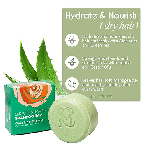 Miniatura 2 de Barra de champú Smooth & Hydrate, pH equilibrado, vegano, sin sulfato, sin parabenos, extracto de té verde, aloe vera y aceite de jojoba, barra de