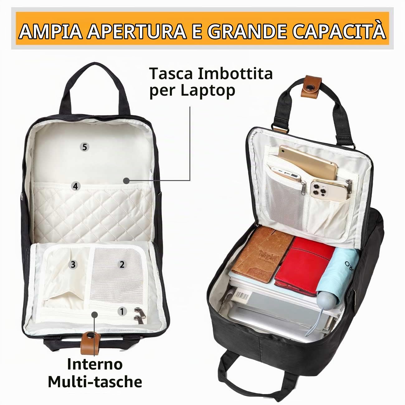 VASCHY Zaino porta PC, Zaino Donna Zaino PC 15.6 Pollici Zaino Scuola Zaino Lavoro Donna Zaino Uomo Vintage Zaino da Viaggio Antifurto Donna Zaino Università Trekking