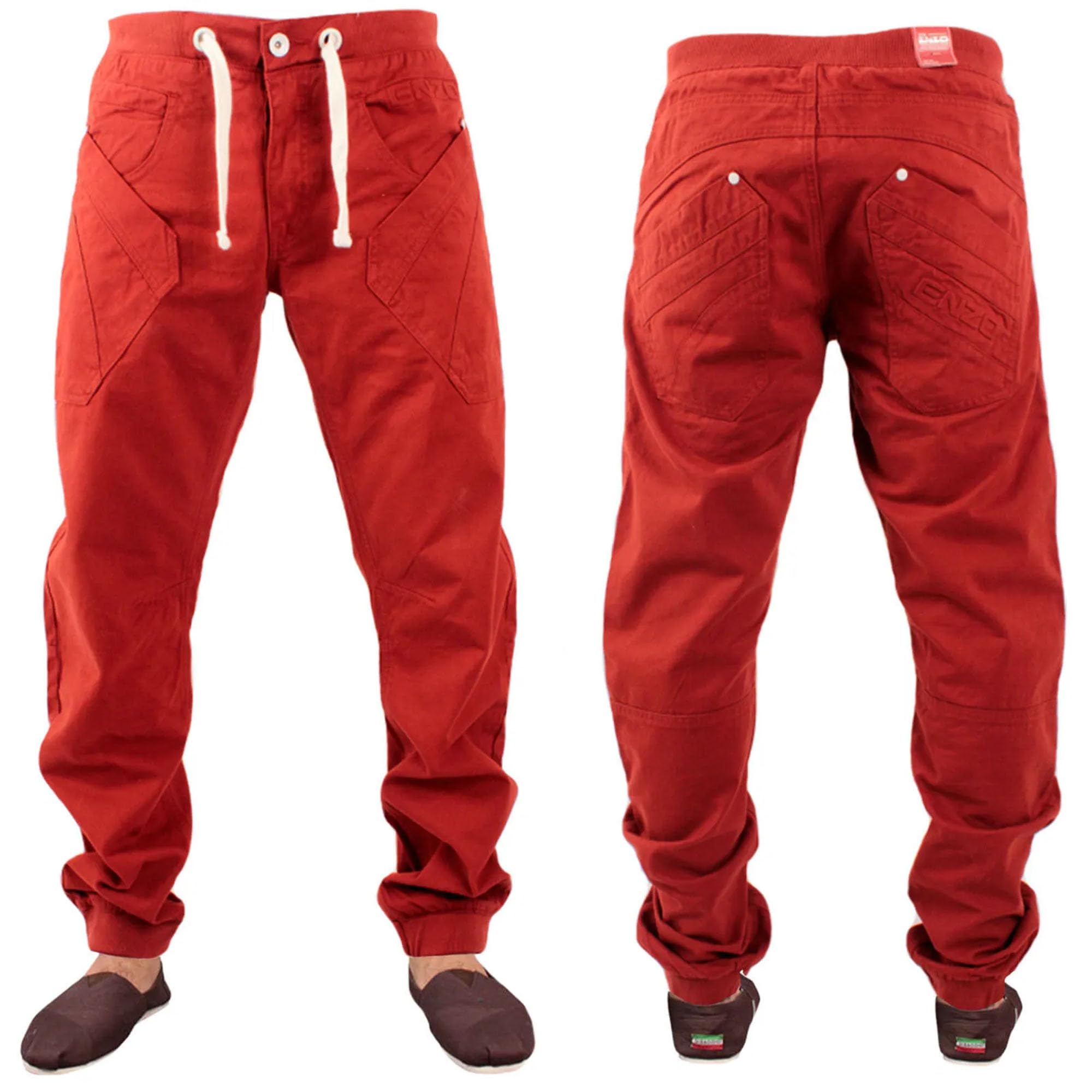 Enzo Mens EZ195 Cuffed Jeans in Rust Colour RRP £34.99 (28W x 32L)