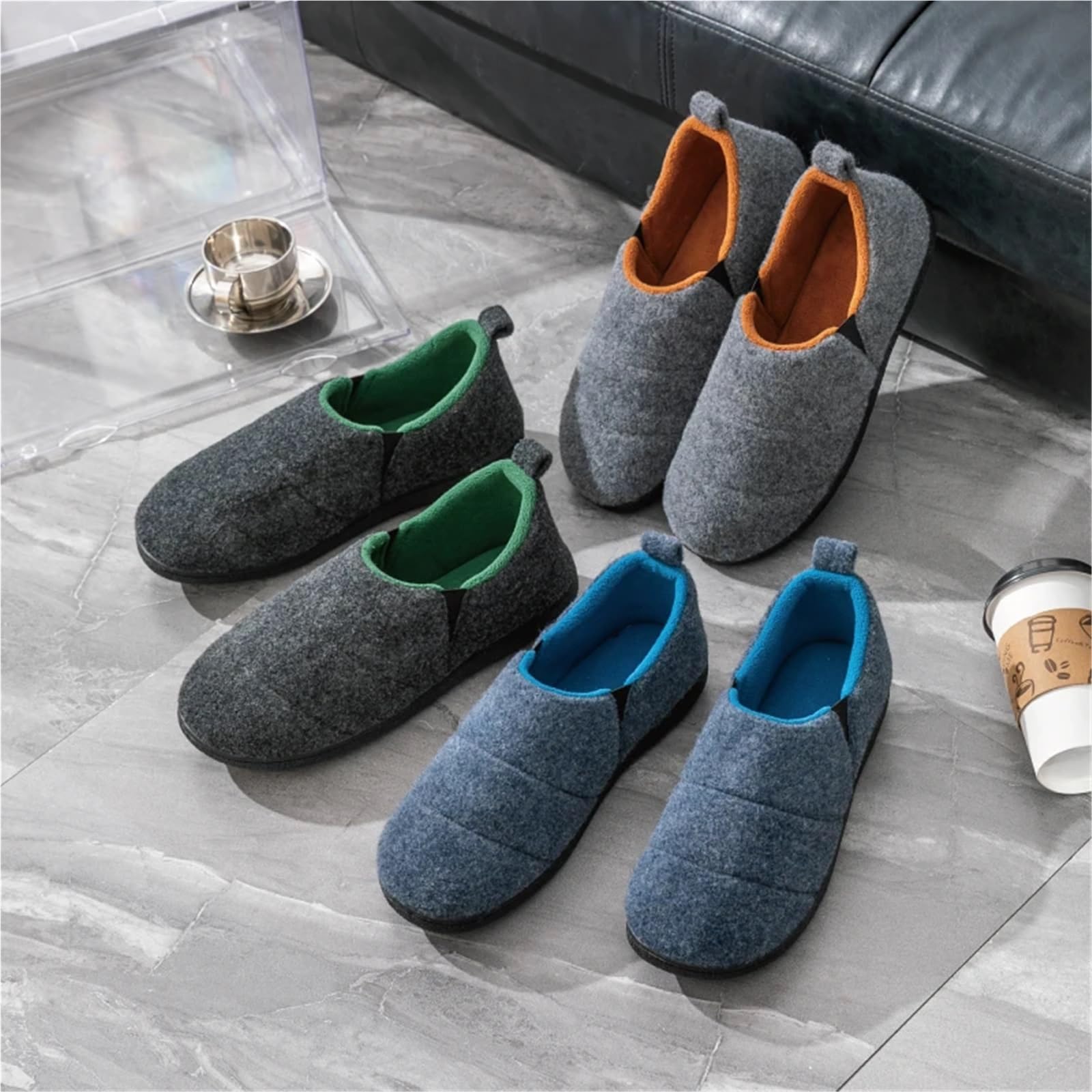 Ciabatte Uomo Pantofole da casa invernali uomo in cotone, calde e soffici, interno, casual, antiscivolo, for esterni