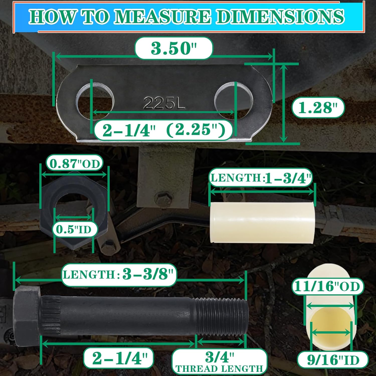 2 Sets Trailer Shackle Kit 2-1/4" Straps,Tandem Axle Trailer Shackles Kit 14 Bushings & 14 Bolts Nuts for Double Eye Leaf Spring 3500 lbs-5200 lbs Axles