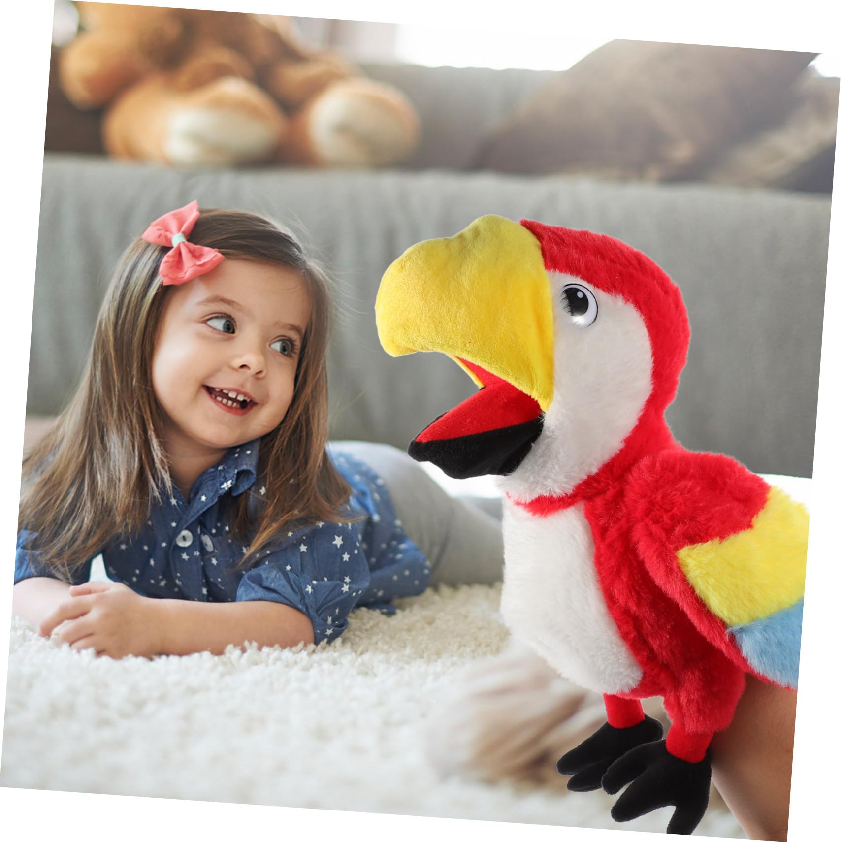 Marioneta de Mano de Peluche con Diseño de Loro Juguete Interactivo para Educación Temprana Roles para Fiestas y Cuentos Infantiles