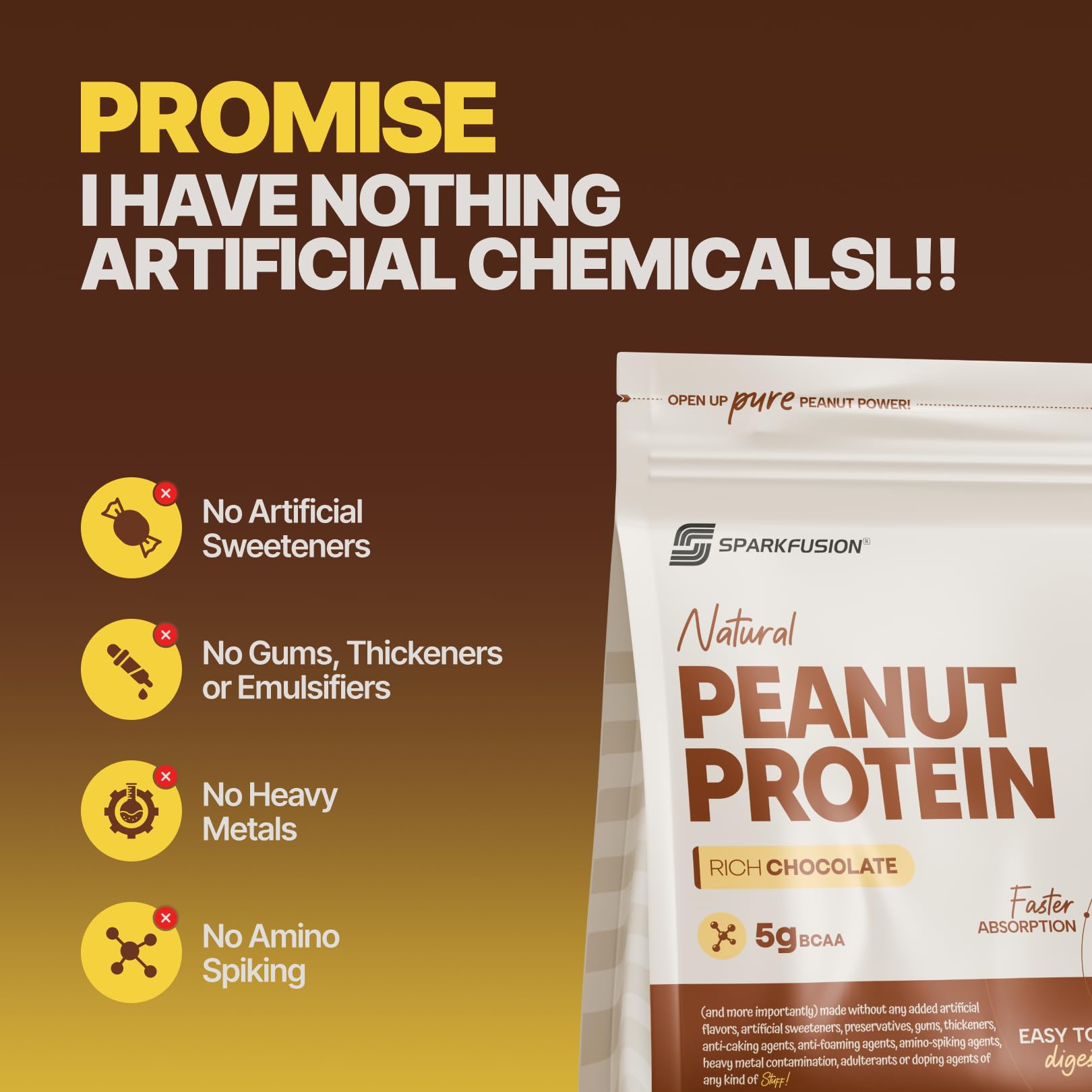SparkFusion Natural Peanut Protein Isolate – Flavor – 25g Protein, 5g BCAA, Zero Sugar, Gut-Friendly, Vegan, Lab-Tested, No Artificial Additives (500 g (Pack of 1), Rich Chocolate) — Amazon image 7