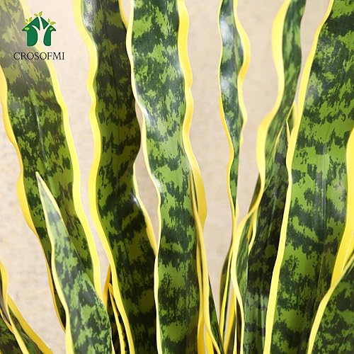 Miniatura 2 de CROSOFMI Planta artificial de serpiente de 35 pulgadas, árbol de Sansevieria falso con 32 hojas, plantas de imitación perfectas para suegra en