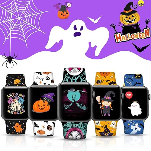 Miniatura 5 de Correa de reloj de Navidad para Halloween, compatible con Apple Watch de 1.496 in 1.575 in 1.614 in 1.654 in 1.732 in 1.772 in 1.929 in para mujer,