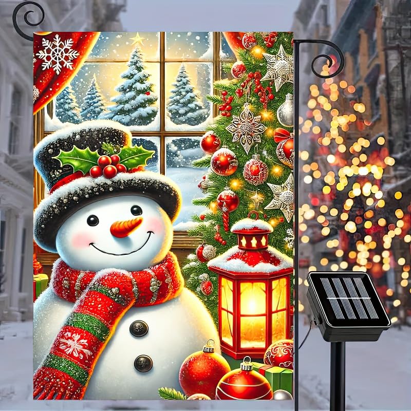 Image of BlissYard Christmas Garden Flag 12x18 Inch Snowman Lantern Yard Decor