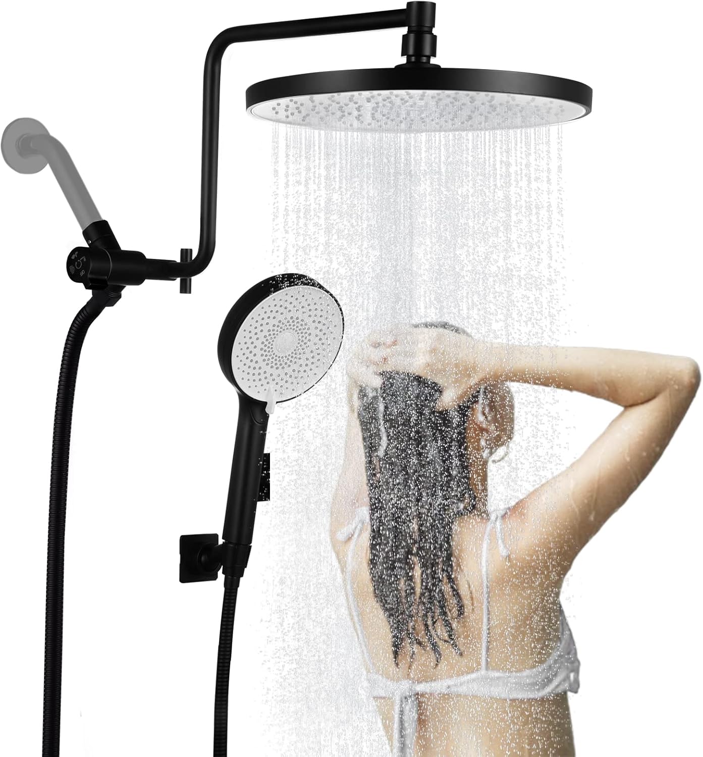 Rain Shower Head with Handheld Spray Combo, 10'' High Pressure Rainfall
