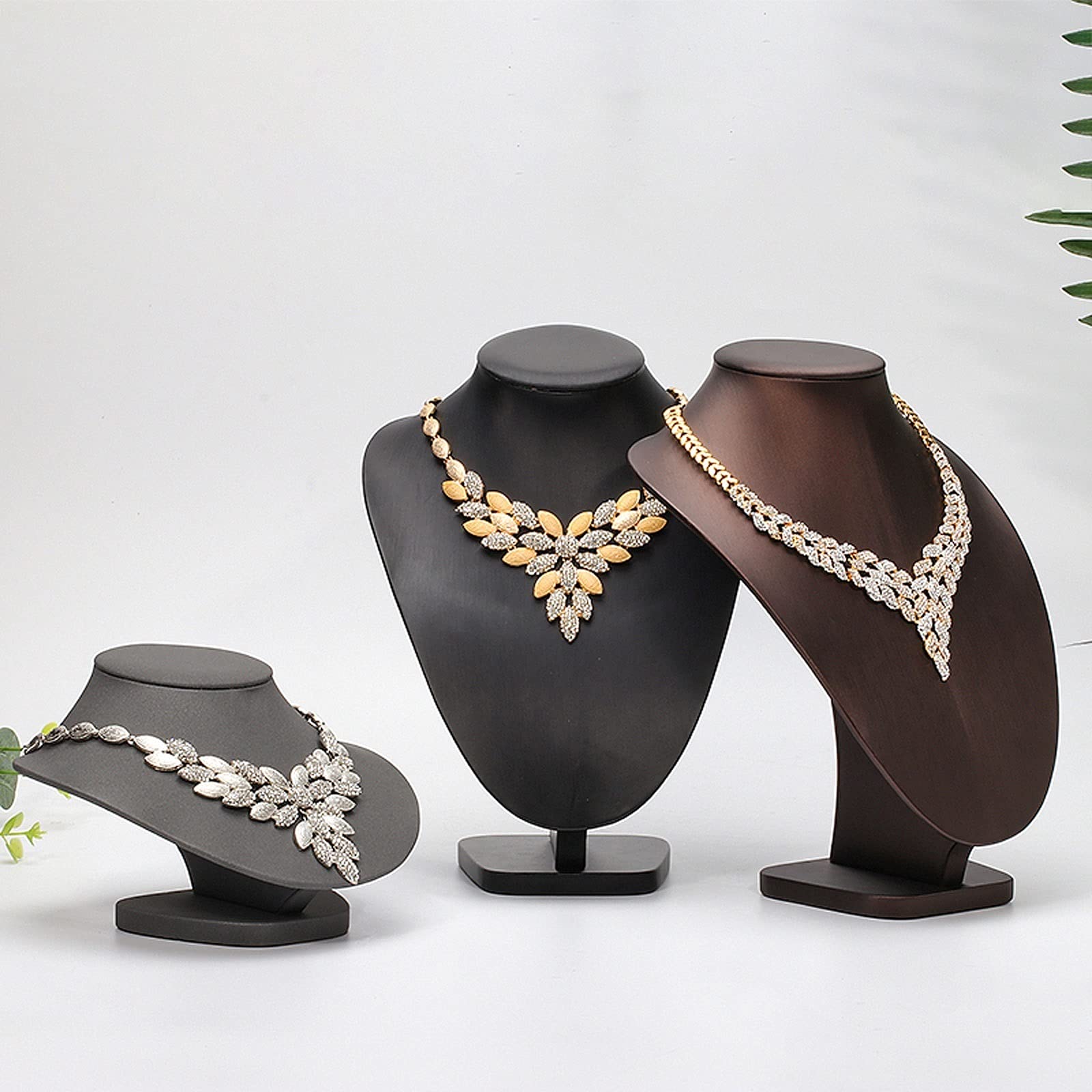 Expositor de collares, expositor de joyas Organizador de joyas, soporte for exhibición de joyas, busto de cuero, soporte for exhibición de collares, exhibición de colgantes de collares, busto de cuero