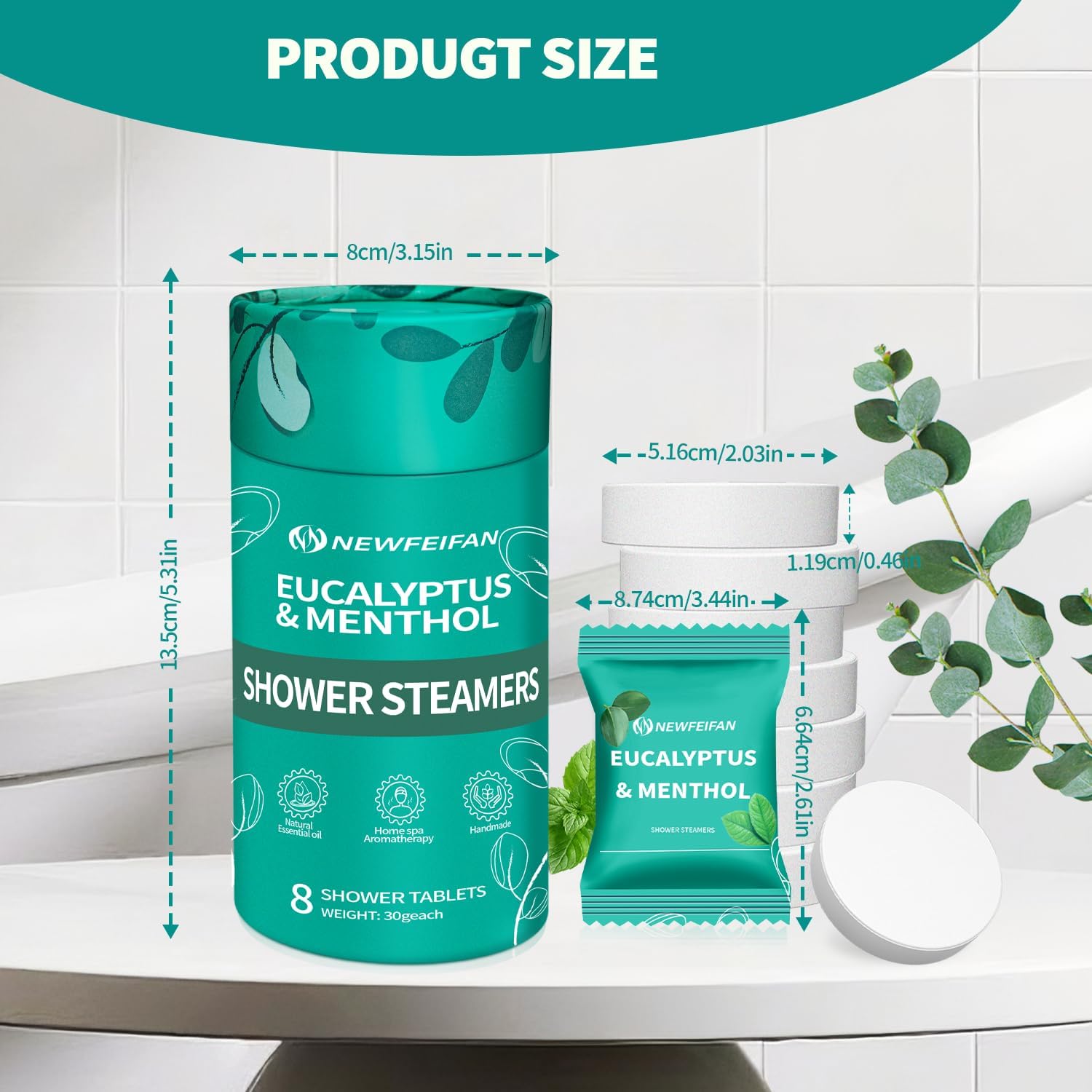 Shower Steamers Aromatherapy 8 Pack Christmas Stocking Stuffers for Teen Girls Women Men, Organic Eucalyptus & Menthol Essential Oil, White Elephant Gifts Spa Relaxing, Travel Essentials Aromatherapy - Image 9