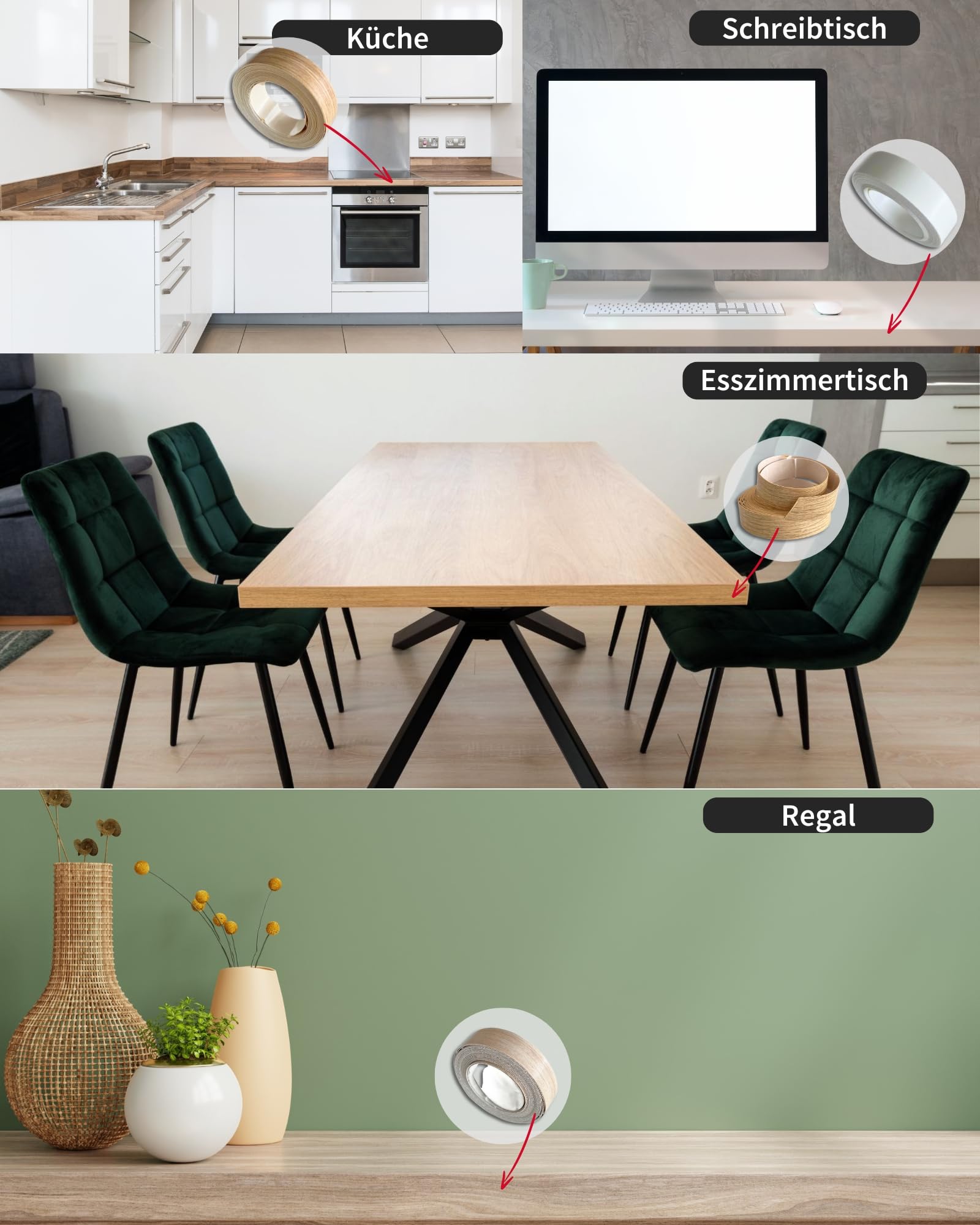 Gedotec Cubrecantos 40 mm | Rollo de 100 m | Roble Lancelot | Cubrecantos para pegar | con adhesivo termofusible integrado | Cinta para bordes de muebles | Tira de melamina | Chapa de madera | Cinta
