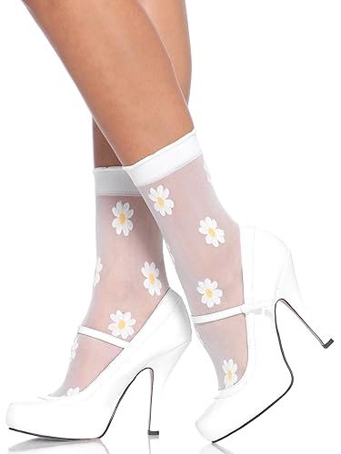 Leg Avenue Women's Anklet Socks, White/Yell, One Size