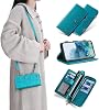 Smartphone Case Compatible iPhone 14Pro Case Shoulder Multi-functional Separation Type with Shoulder Strap 3 in 1 Notebook Type Case iPhone 14Pro Wallet Included Card Coin Pouch Storage Case For iP14Pro, Green