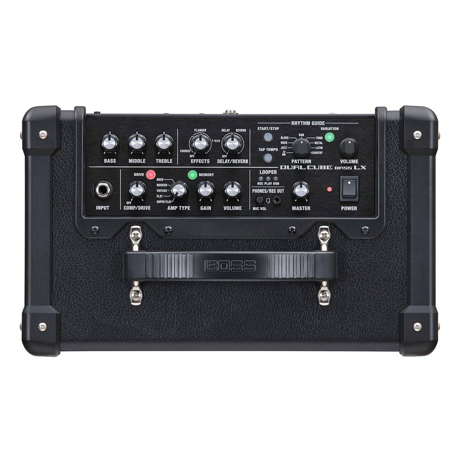 Boss Dual Cube Bass LX Bass-Verstärker mit BT-Dual Bluetooth Adapter und keepdrum Kabel