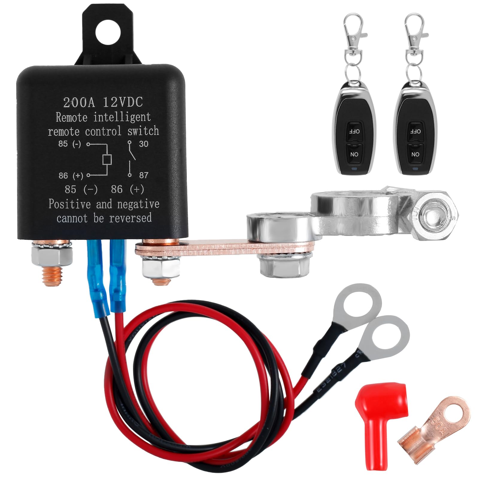 Stacca Batteria 12V 200A Con Telecomando - Interruttore di Scollegamento Remoto Riutilizzabile per Auto e Barca (Doppio Telecomando)