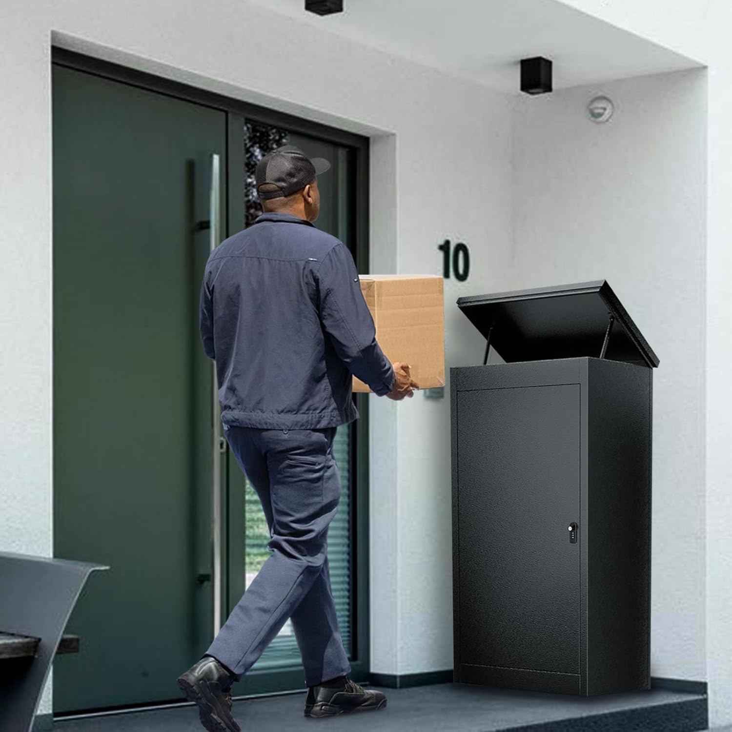 Package Delivery Boxes for Outside, Extra Large Parcel Drop Box with Combination Lock, Anti-Theft Galvanized Steel Waterproof, Secure Storage for Home Porch Curbside Yard Garden (53x42x130cm)