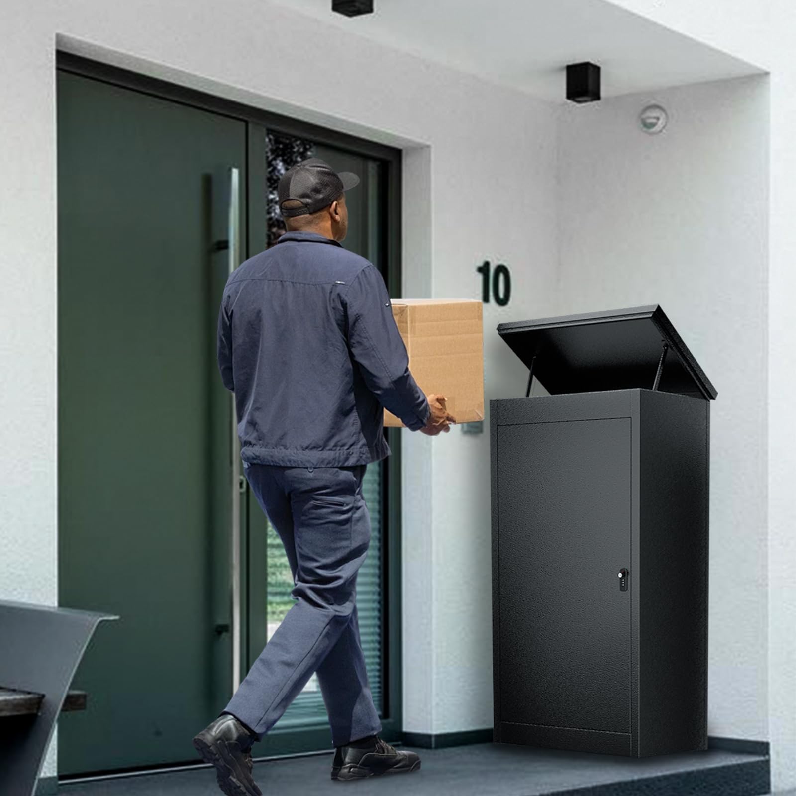 Briefkasten Paketbox für den Außenbereich, extra große Paketboxen mit sicherer Lagerung, wasserdichte Paketboxen für den Außenbereich (66 x 51 x 117cm)