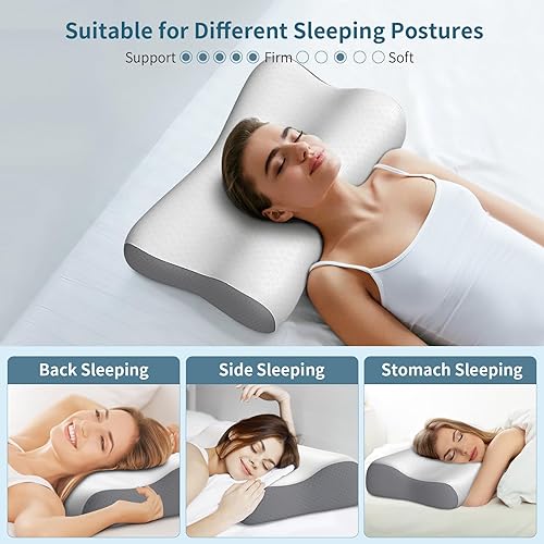 Miniatura 6 de Almohada cervical para el cuello  Almohadas de contorno para aliviar el dolor de cuello, almohada ergonómica para dormir de lado para dormir,