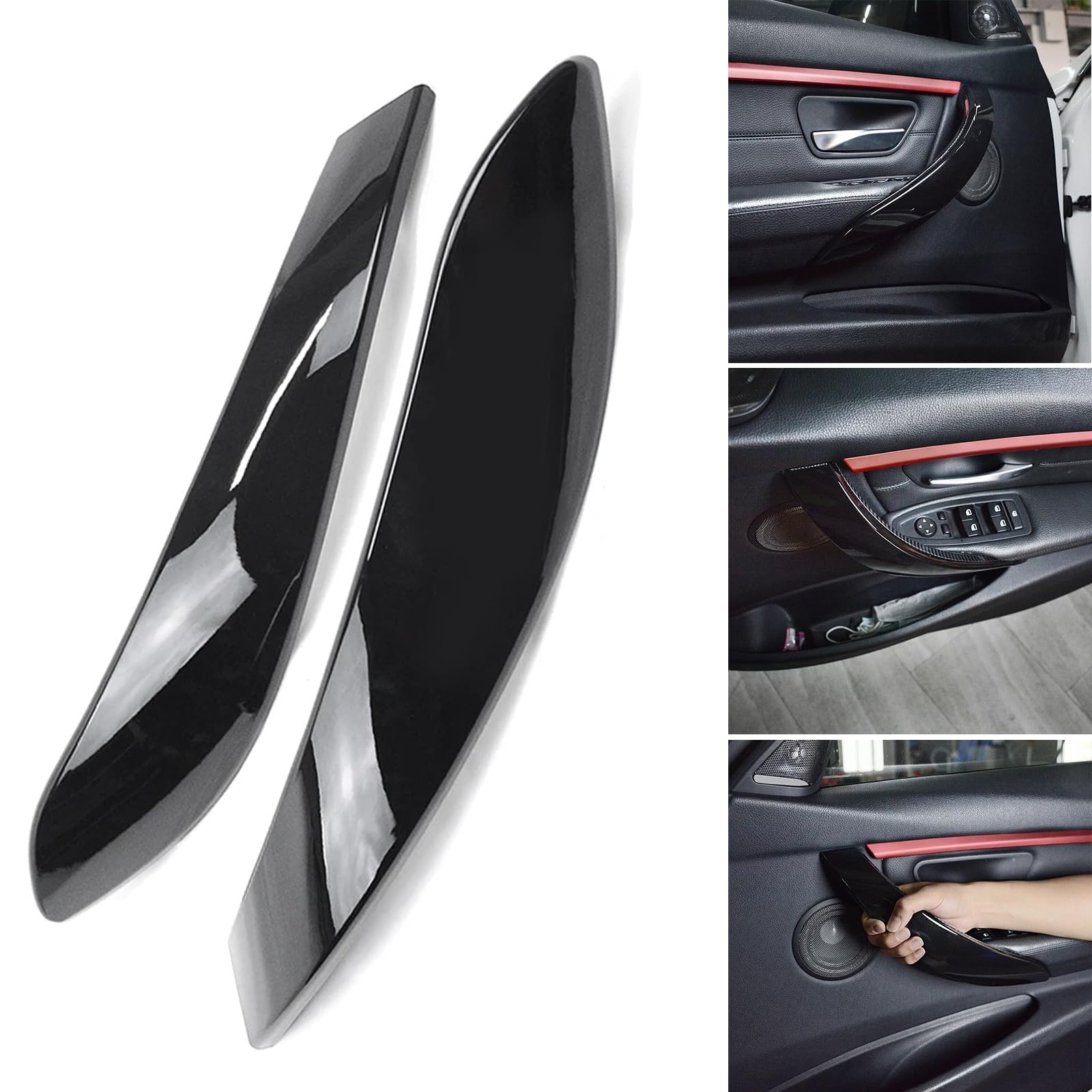 Rivestimento esterno per maniglia interna della portiera dell'auto, adatto per BMW F30 3GT F80 F31 F32 F36 12-19 (nero)