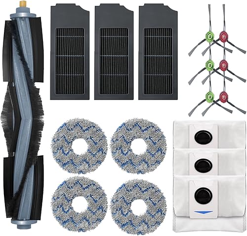 Piezas de repuesto para Ecovacs DEEBOT X1 OMNI/X1 Turbo / T10 OMNI Robot Aspiradora 1 Cepillo Principal 3 Par de Cepillos Laterales 4 Almohadilla de