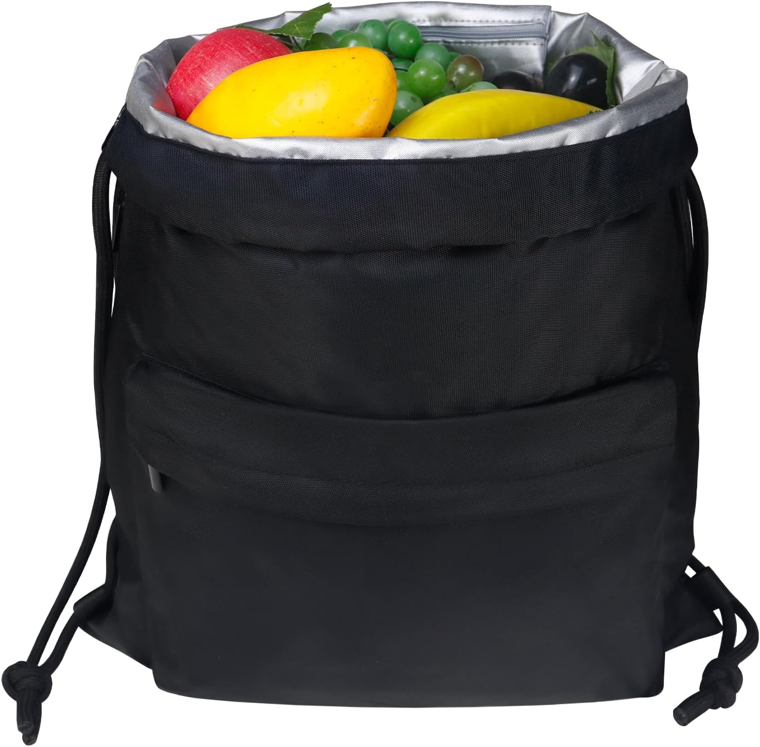 Moyad Insulated Lunch Bag Lightweight Cooler Backpack Lunch Organizer with Drawstring Closure and 3 Pockets for Men and Women, Perfect for Hiking, Park, Work, Black