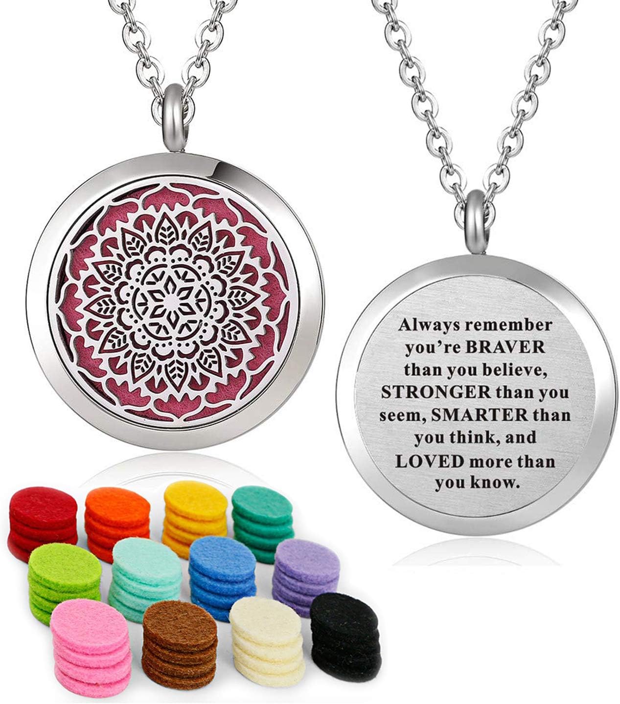 Essential Oil Necklace Diffuser Family Tree of Life Necklace Pendant Aromatherapy Locket Gifts (Sunflower)