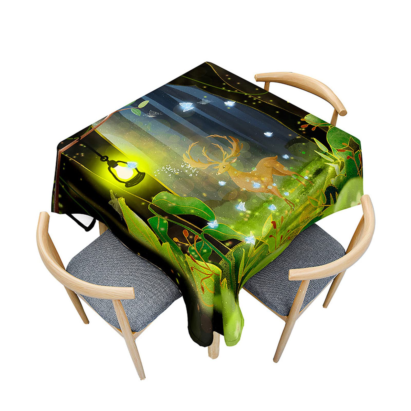 Tovaglia Quadrata Impermeabile Morbuy Motivo Foresta - Idrorepellente, Antimacchia, Lavabile, Per Interno Ed Esterno