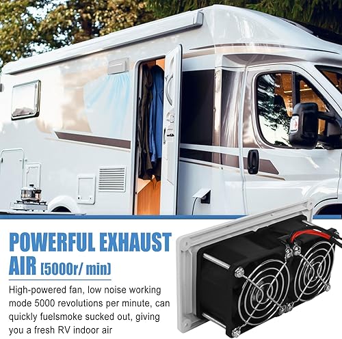 Miniatura 3 de Ventilador de ventilación lateral RV de 12 V, 12 W25 W, ventilador de ventilación para campana extractor, 2 ventiladores de escape de 4.7 x 2.4