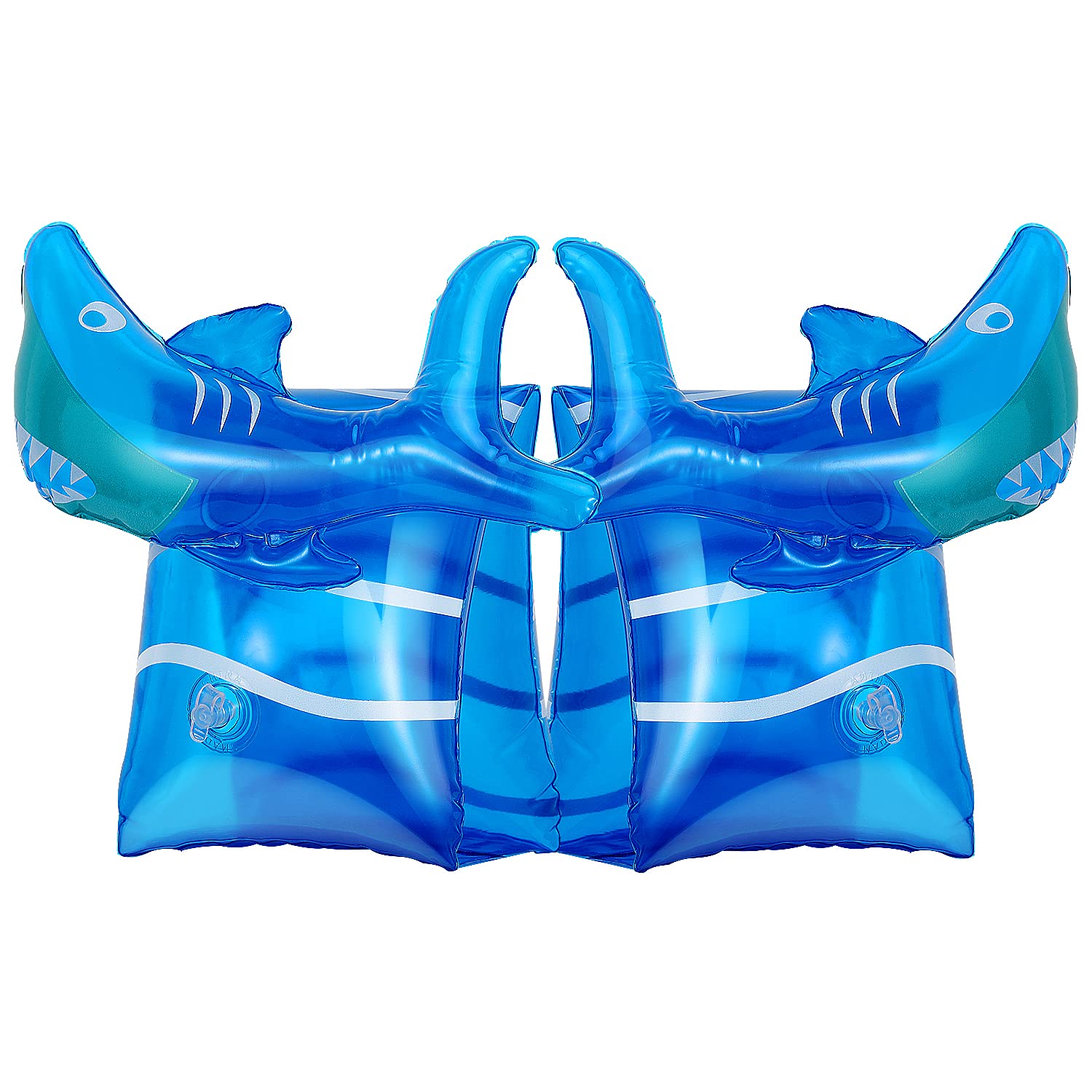 HeySplash Inflatable Armbands for Kids (Aged 3-6), Pool Arm Floatie Sleeves Floater Tube Water Wings Swimming Armlets, Up to 55lbs, Blue Shark
