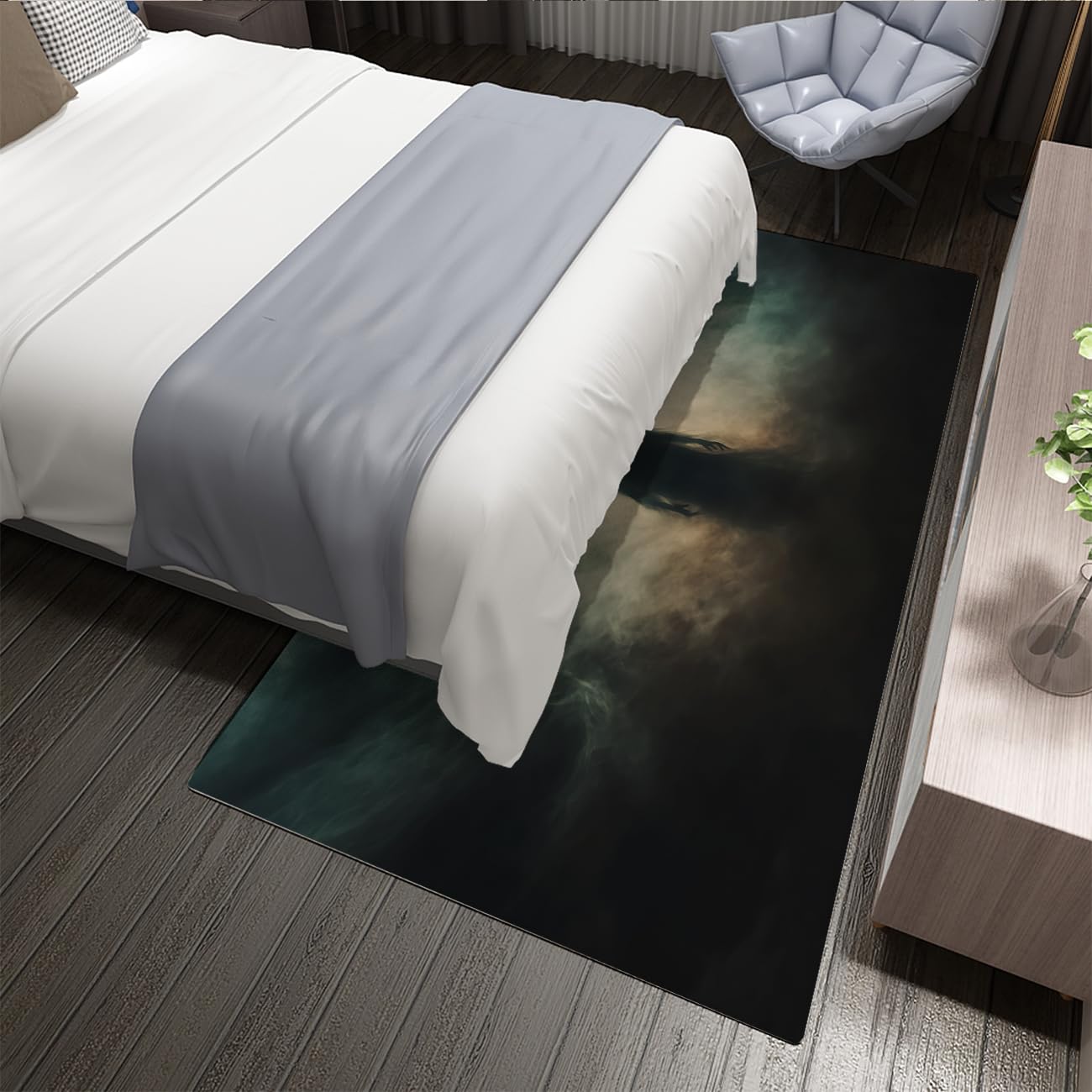 Tapis 200x280cm Silhouette Gothique Lavable antidérapante