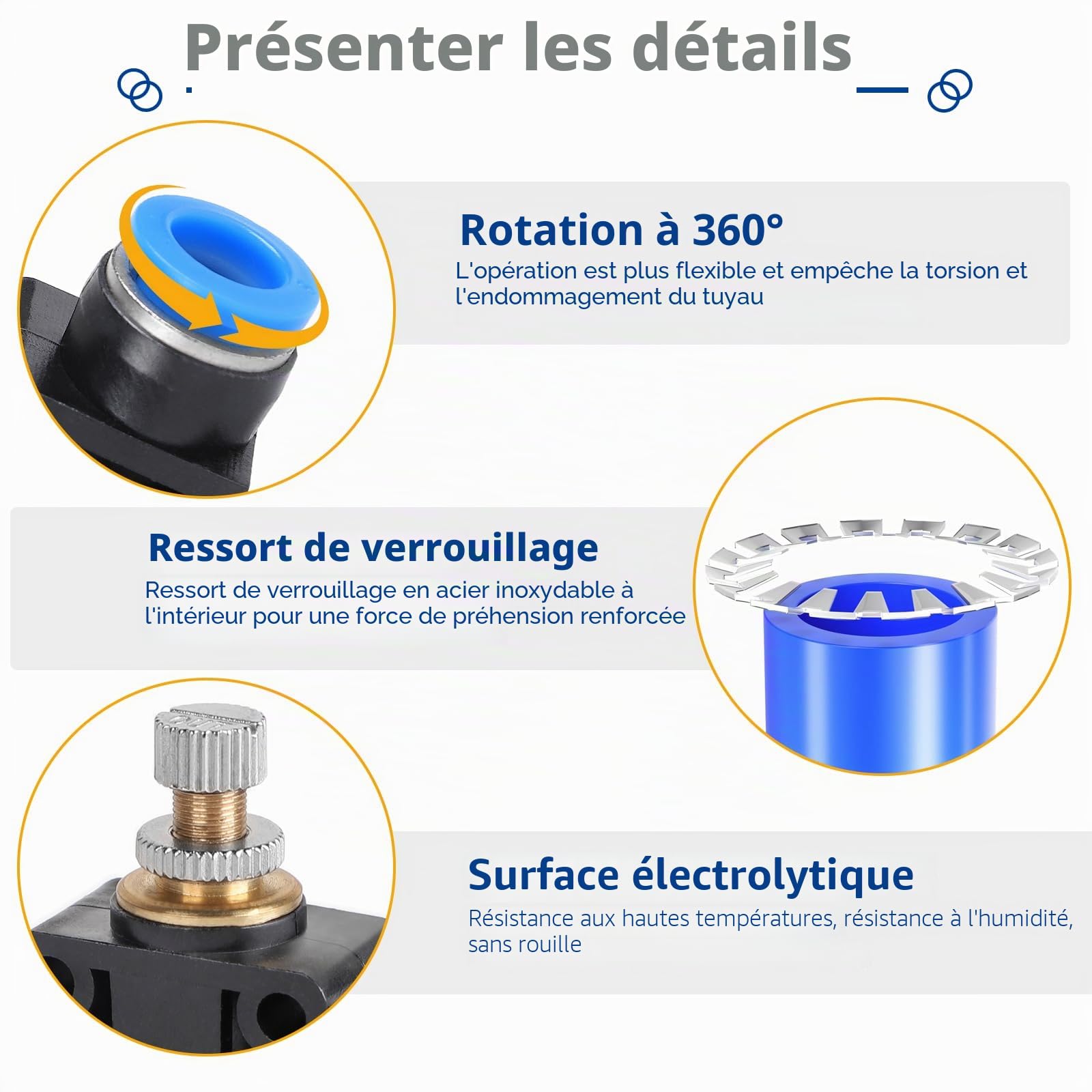 EFUTURETIME 6 x Raccord Pneumatique 8mm Vanne de Régulation de Débit d'Air, Vanne Raccords Pneumatique Droite Unidirectionnel Connecteur Rapide Push-In (SA8)