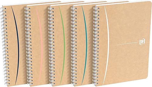 Miniatura 2 de Oxford 5 cuadernos de espiral A5 con rayas, bueno para el medio ambiente, 90 hojas
