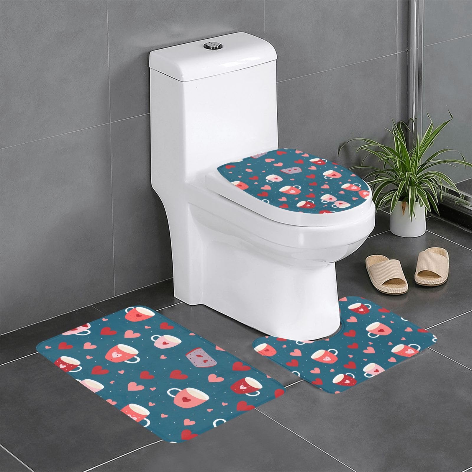 Tapis de salle de bain antidérapants en forme de cœur absorbants et moelleux
