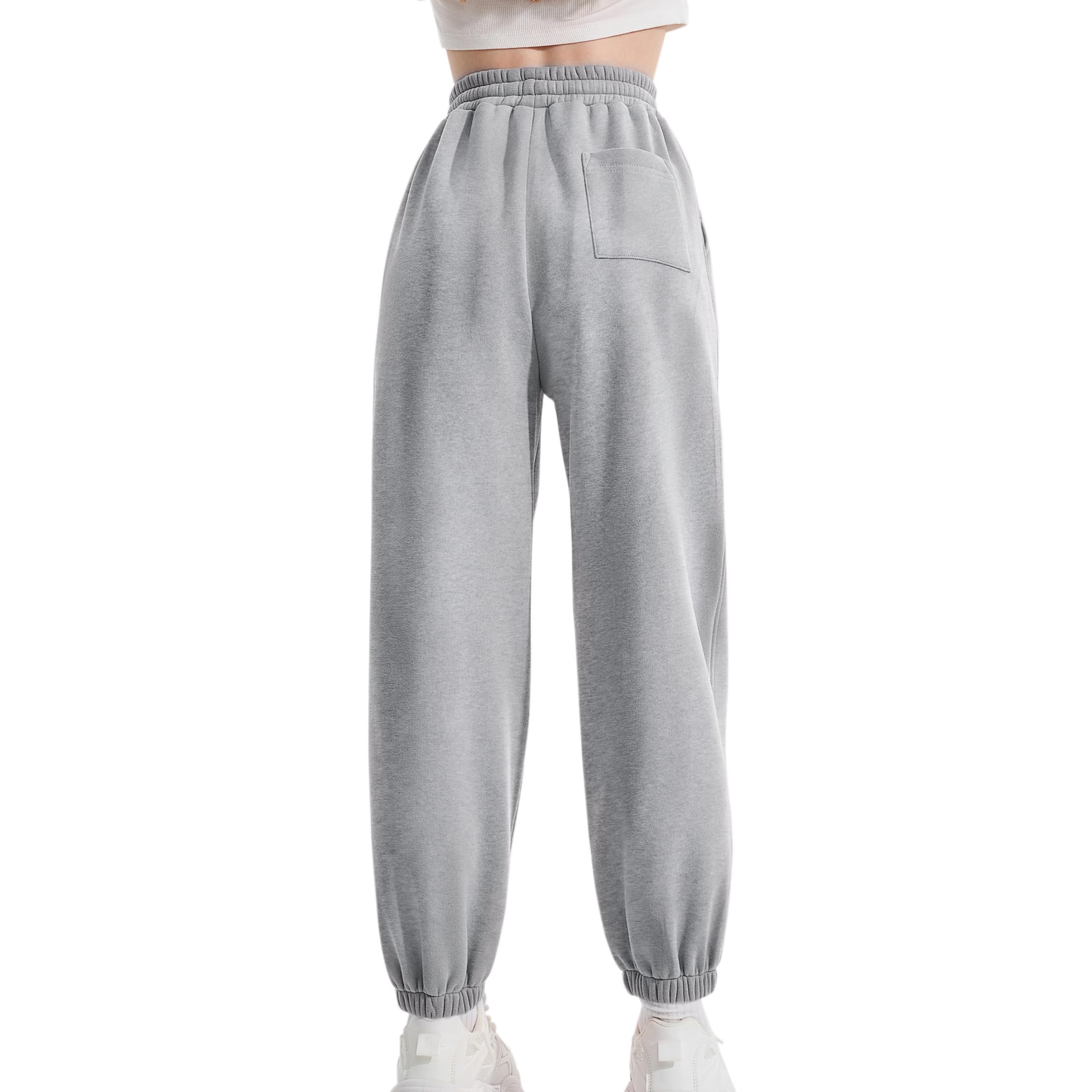 Rolanko Pantalon de Survêtement en Molleton pour Filles, Pantalon de Jogging de Sport Uni, Bas de Survêtement pour Enfants, Grise, Taille: 150/10-11 Ans