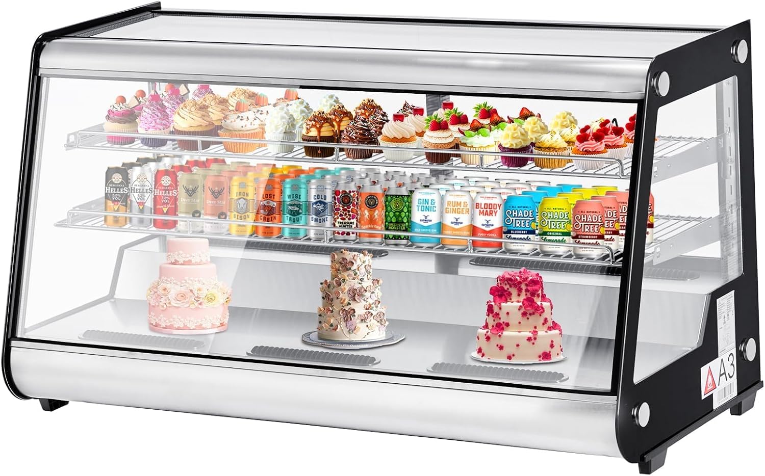 Commercial Display Refrigerator 6.5 Cu Ft, Countertop Refrigerated Display Case with LED Lighting for Bakery, Cafe, 110V/176W